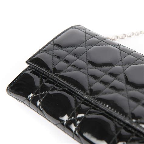 dior patent leather wallet on chain